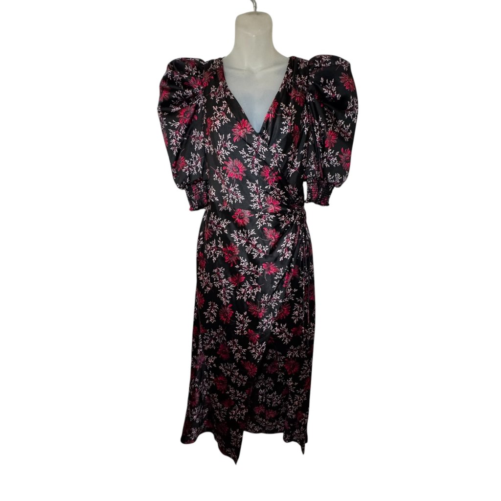 Cinq A Sept Tumbled Daisy Kacy Floral Print Puff Sleeve Midi Dress Size 4